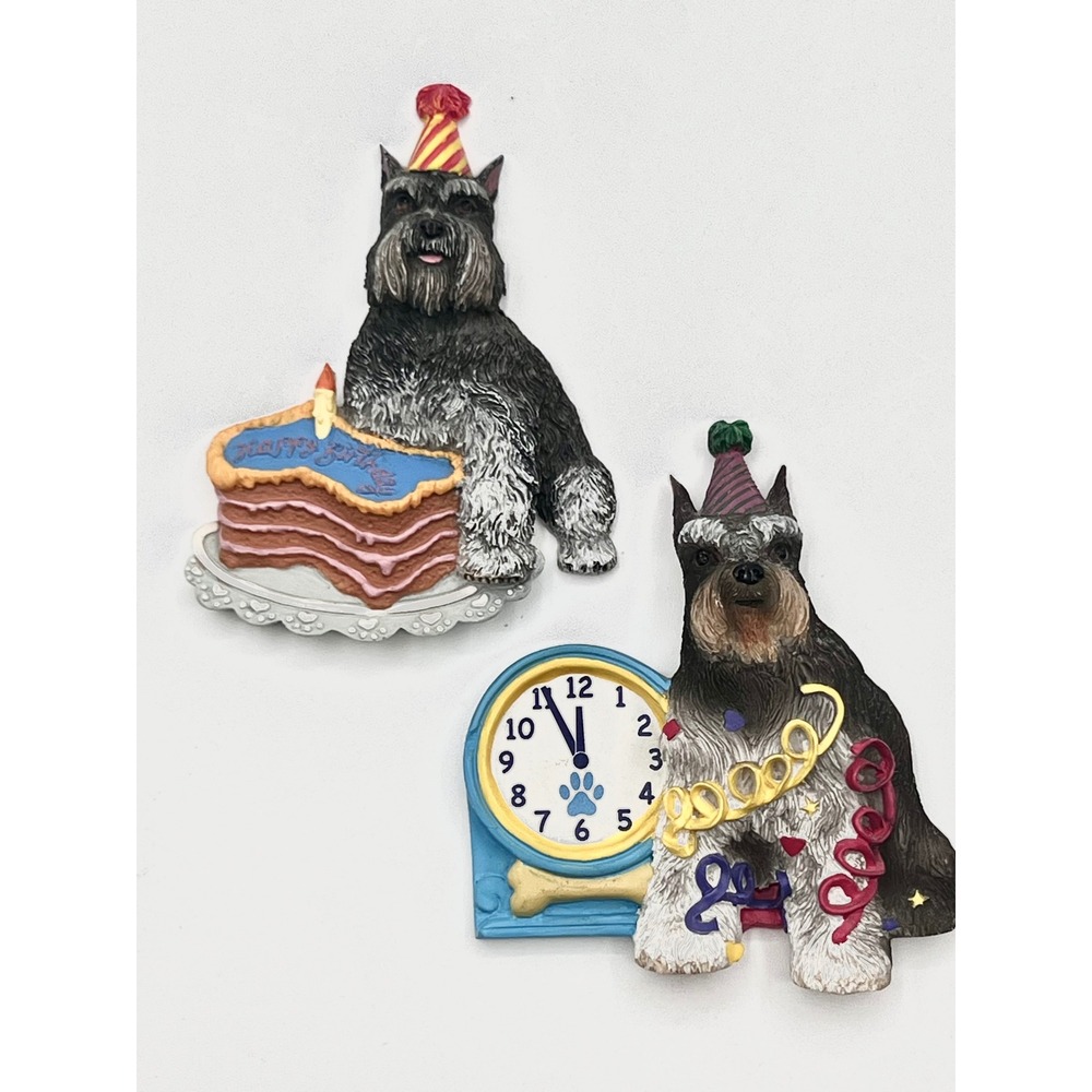 Willabee & Ward Schnauzer Dog Birthday New Years Party Hat Cake Magnet